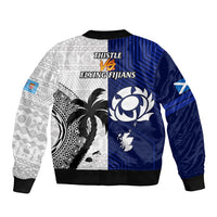 Fiji And Scotland Rugby Bomber Jacket Fijian Tapa Pattern With Thistle LT14 - Polynesian Pride