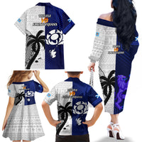 Fiji And Scotland Rugby Family Matching Off Shoulder Long Sleeve Dress and Hawaiian Shirt Fijian Tapa Pattern With Thistle LT14 - Polynesian Pride