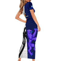 Fiji And Scotland Rugby Family Matching Short Sleeve Bodycon Dress and Hawaiian Shirt Fijian Tapa Pattern With Thistle LT14 - Polynesian Pride