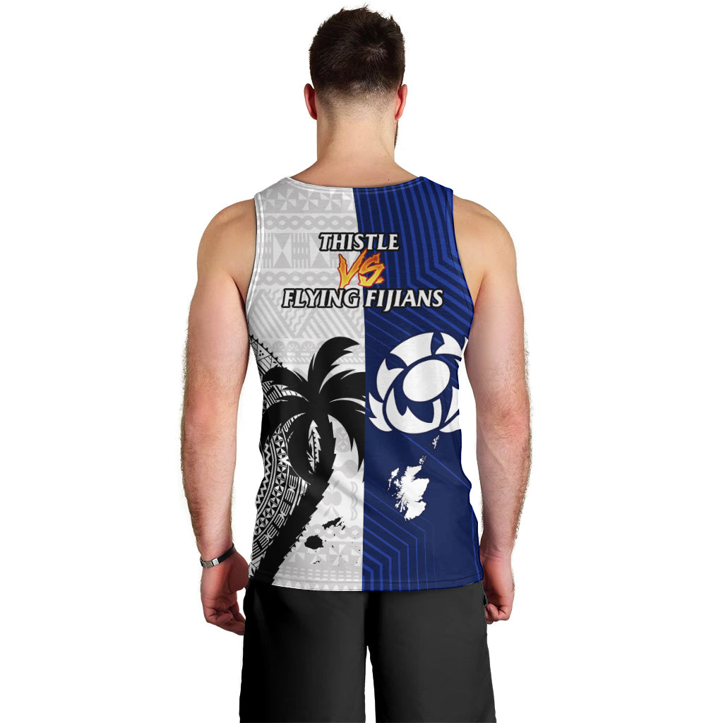 Fiji And Scotland Rugby Men Tank Top Fijian Tapa Pattern With Thistle LT14 - Polynesian Pride