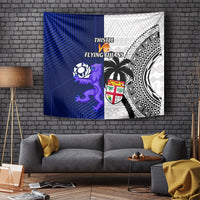 Fiji And Scotland Rugby Tapestry Fijian Tapa Pattern With Thistle LT14 Blue - Polynesian Pride