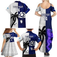 Custom Fiji And Scotland Rugby Family Matching Summer Maxi Dress and Hawaiian Shirt Fijian Tapa Pattern With Thistle LT14 - Polynesian Pride