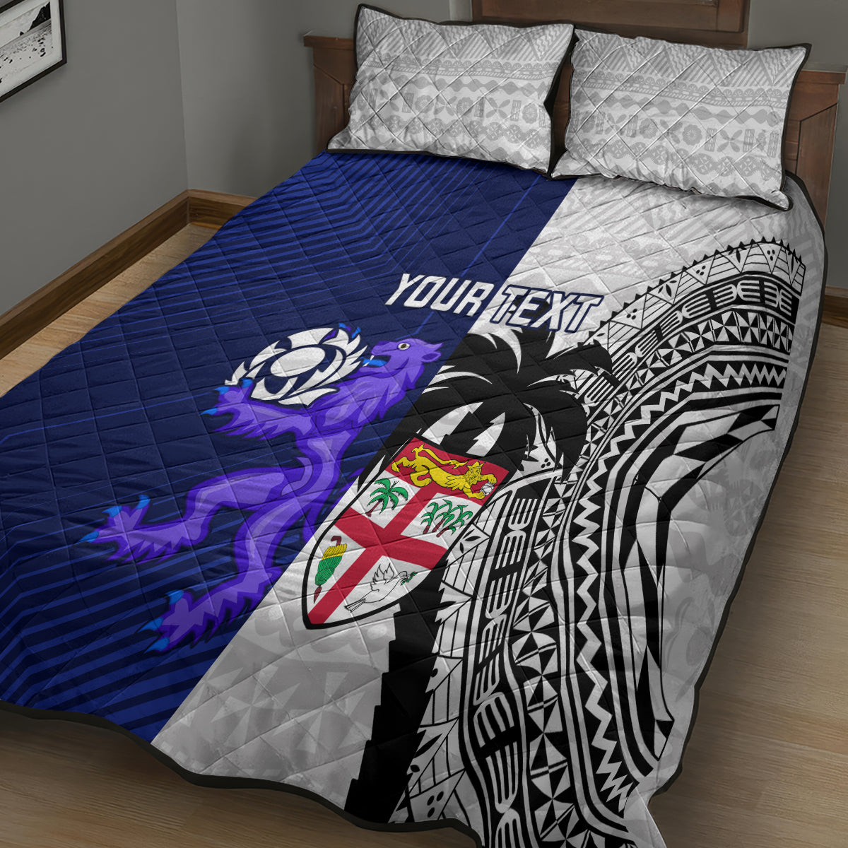 Custom Fiji And Scotland Rugby Quilt Bed Set Fijian Tapa Pattern With Thistle LT14 - Polynesian Pride