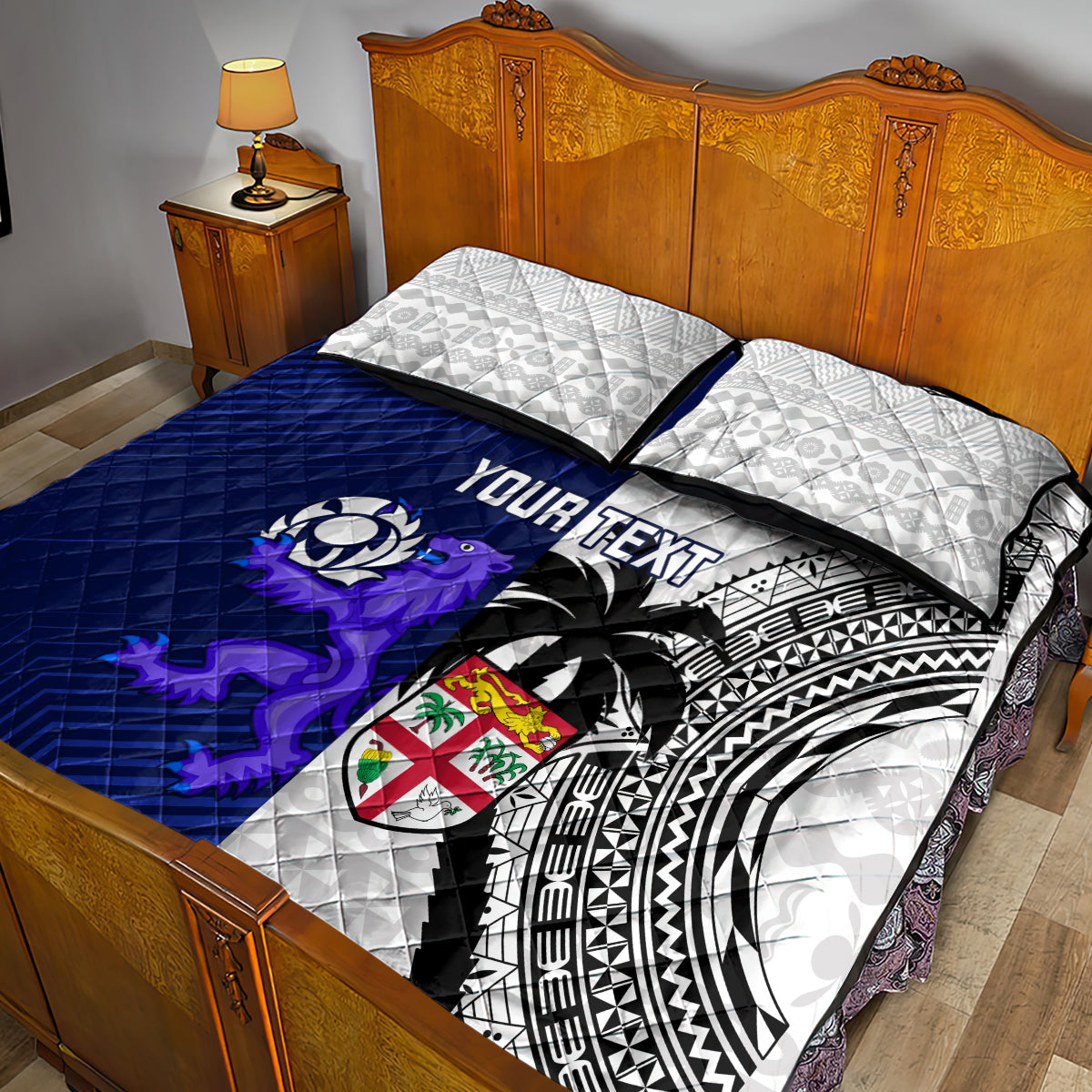 Custom Fiji And Scotland Rugby Quilt Bed Set Fijian Tapa Pattern With Thistle LT14 - Polynesian Pride