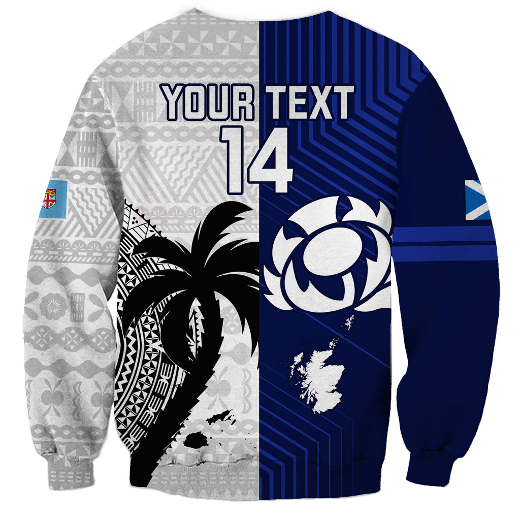 Custom Fiji And Scotland Rugby Sweatshirt Fijian Tapa Pattern With Thistle LT14 - Polynesian Pride