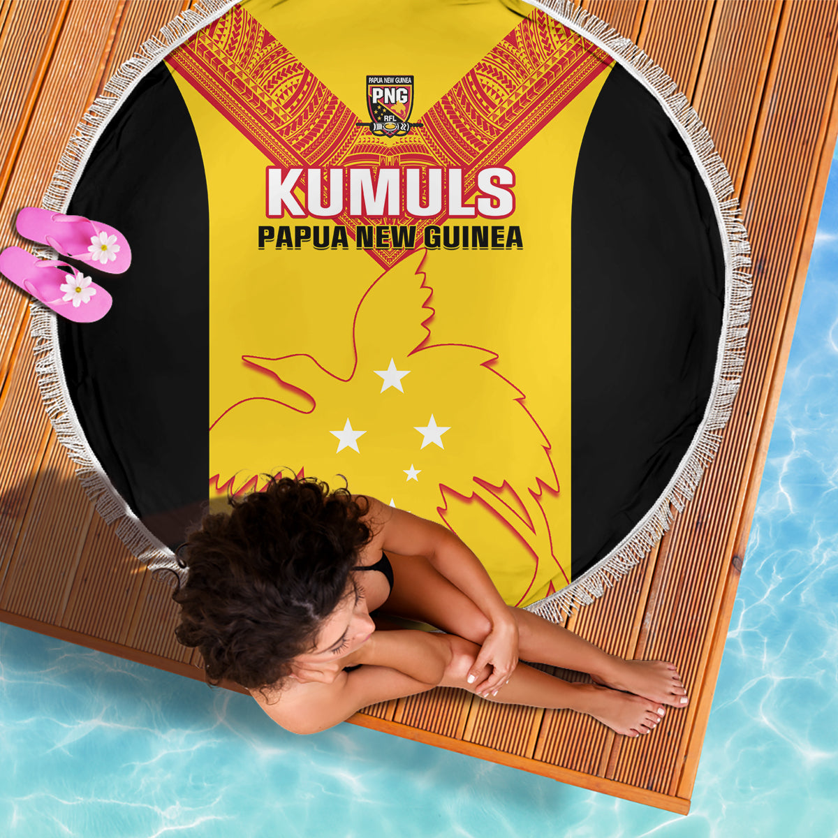 Papua New Guinea Rubgby Beach Blanket Pacific 2023 Go PNG Kumuls LT14 - Wonder Print Shop