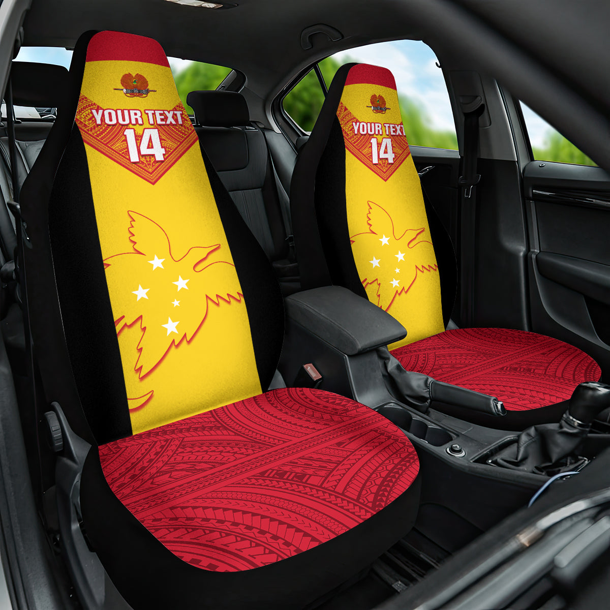 Custom Papua New Guinea Rubgby Car Seat Cover Pacific 2023 Go PNG Kumuls LT14 One Size Yellow - Polynesian Pride