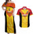 Custom Papua New Guinea Rubgby Couples Matching Off Shoulder Maxi Dress and Hawaiian Shirt Pacific 2023 Go PNG Kumuls LT14 Yellow - Polynesian Pride
