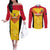 Custom Papua New Guinea Rubgby Couples Matching Off The Shoulder Long Sleeve Dress and Long Sleeve Button Shirts Pacific 2023 Go PNG Kumuls LT14 Yellow - Polynesian Pride