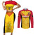 Custom Papua New Guinea Rubgby Couples Matching Short Sleeve Bodycon Dress and Long Sleeve Button Shirts Pacific 2023 Go PNG Kumuls LT14 Yellow - Polynesian Pride