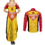 Custom Papua New Guinea Rubgby Couples Matching Summer Maxi Dress and Long Sleeve Button Shirts Pacific 2023 Go PNG Kumuls LT14 - Polynesian Pride