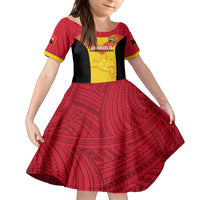 Custom Papua New Guinea Rubgby Family Matching Summer Maxi Dress and Hawaiian Shirt Pacific 2023 Go PNG Kumuls LT14 Daughter's Dress Yellow - Polynesian Pride