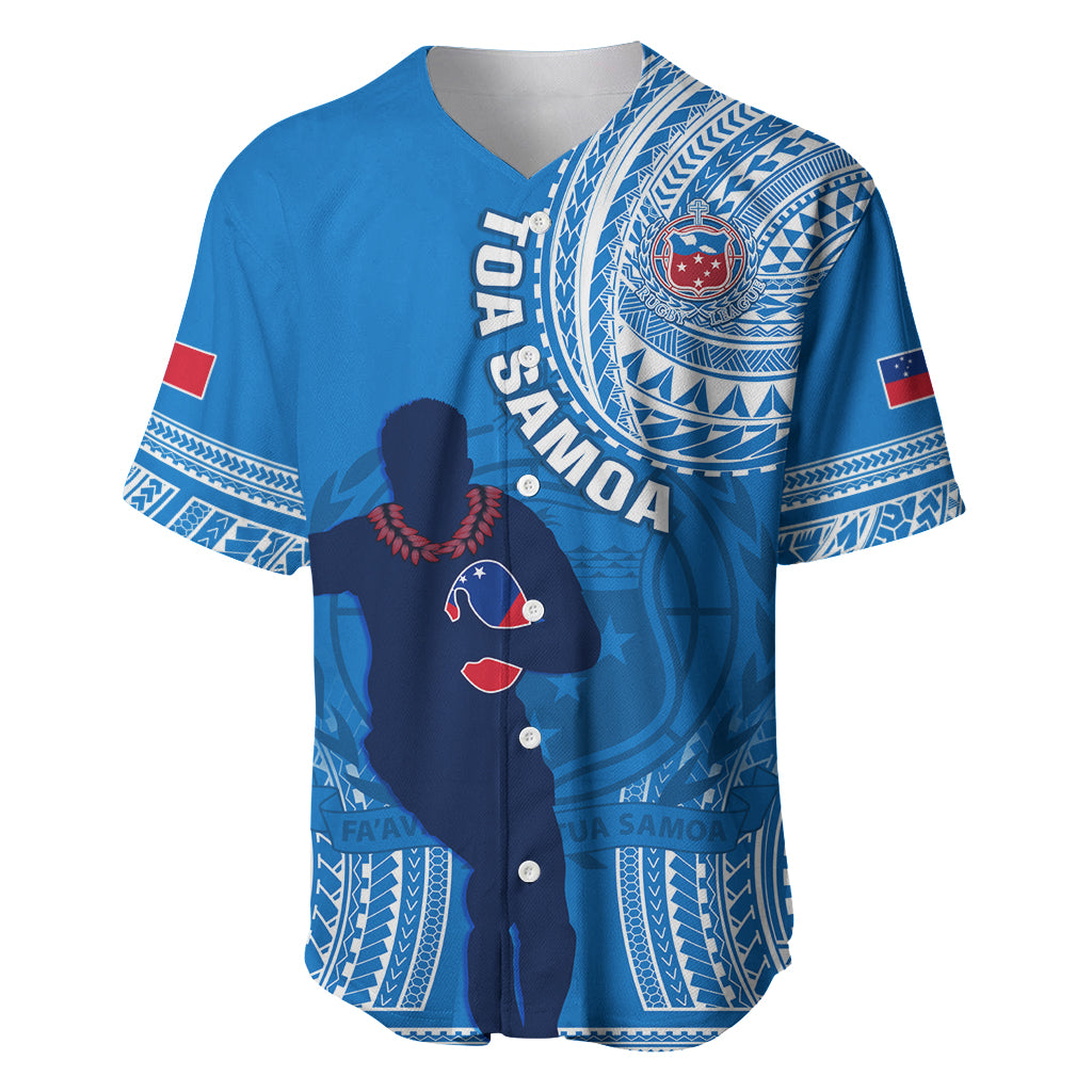 Custom Samoa Rugby Baseball Jersey Pacific 2023 Go Toa Samoa LT14 Blue - Polynesian Pride