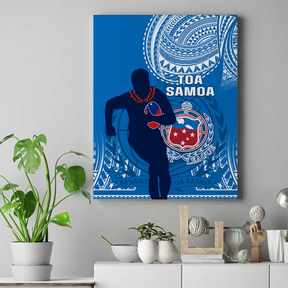 Samoa Rugby Canvas Wall Art Pacific 2023 Go Toa Samoa LT14 Blue - Polynesian Pride