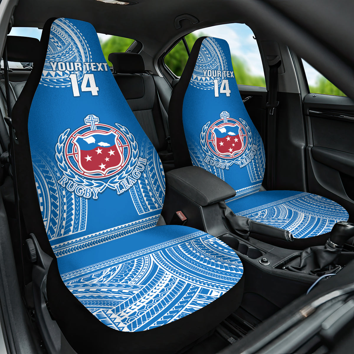 Custom Samoa Rugby Car Seat Cover Pacific 2023 Go Toa Samoa LT14 One Size Blue - Polynesian Pride