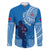 Custom Samoa Rugby Family Matching Tank Maxi Dress and Hawaiian Shirt Pacific 2023 Go Toa Samoa LT14 Dad's Shirt - Long Sleeve Blue - Polynesian Pride