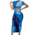 Custom Samoa Rugby Short Sleeve Bodycon Dress Pacific 2023 Go Toa Samoa LT14 Long Dress Blue - Polynesian Pride