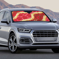 Red Palaka Hawaii Mele Kalikimaka Auto Sun Shade Ohia Lehua Monstera Puakenikeni Lei - Polynesian Pride