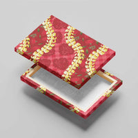 Red Palaka Hawaii Mele Kalikimaka Canvas Wall Art Ohia Lehua Monstera Puakenikeni Lei - Polynesian Pride