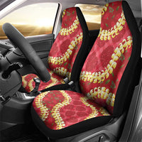 Red Palaka Hawaii Mele Kalikimaka Car Seat Cover Ohia Lehua Monstera Puakenikeni Lei - Polynesian Pride