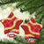 Red Palaka Hawaii Mele Kalikimaka Ceramic Ornament Ohia Lehua Monstera Puakenikeni Lei - Polynesian Pride