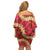 Red Palaka Hawaii Mele Kalikimaka Family Matching Off Shoulder Short Dress and Hawaiian Shirt Ohia Lehua Monstera Puakenikeni Lei - Polynesian Pride