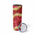 Red Palaka Hawaii Mele Kalikimaka Skinny Tumbler Ohia Lehua Monstera Puakenikeni Lei - Polynesian Pride