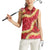 Red Palaka Hawaii Mele Kalikimaka Women Sleeveless Polo Shirt Ohia Lehua Monstera Puakenikeni Lei - Polynesian Pride