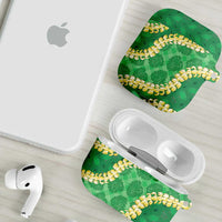 Green Palaka Hawaii Mele Kalikimaka AirPods Case Ohia Lehua Monstera Puakenikeni Lei - Polynesian Pride