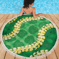 Green Palaka Hawaii Mele Kalikimaka Beach Blanket Ohia Lehua Monstera Puakenikeni Lei - Polynesian Pride