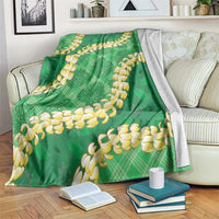 Green Palaka Hawaii Mele Kalikimaka Blanket Ohia Lehua Monstera Puakenikeni Lei - Polynesian Pride