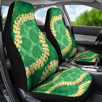 Green Palaka Hawaii Mele Kalikimaka Car Seat Cover Ohia Lehua Monstera Puakenikeni Lei - Polynesian Pride