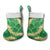 Green Palaka Hawaii Mele Kalikimaka Christmas Stocking Ohia Lehua Monstera Puakenikeni Lei - Polynesian Pride