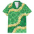 Green Palaka Hawaii Mele Kalikimaka Family Matching Off The Shoulder Long Sleeve Dress and Hawaiian Shirt Ohia Lehua Monstera Puakenikeni Lei - Polynesian Pride