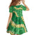 Green Palaka Hawaii Mele Kalikimaka Family Matching Off Shoulder Short Dress and Hawaiian Shirt Ohia Lehua Monstera Puakenikeni Lei - Polynesian Pride