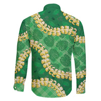 Green Palaka Hawaii Mele Kalikimaka Family Matching Puletasi and Hawaiian Shirt Ohia Lehua Monstera Puakenikeni Lei - Polynesian Pride