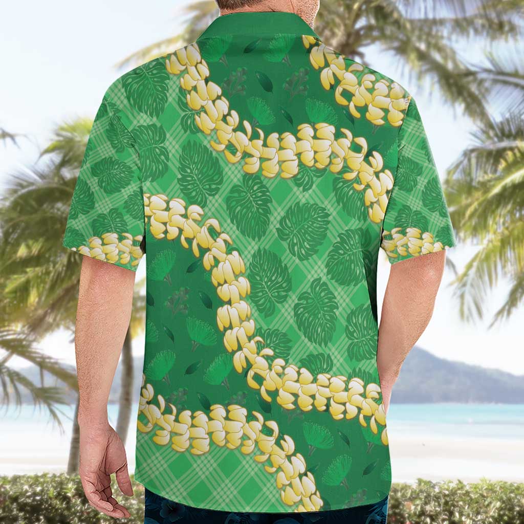 Green Palaka Hawaii Mele Kalikimaka Hawaiian Shirt Ohia Lehua Monstera Puakenikeni Lei - Polynesian Pride