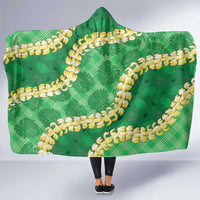Green Palaka Hawaii Mele Kalikimaka Hooded Blanket Ohia Lehua Monstera Puakenikeni Lei - Polynesian Pride