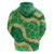 Green Palaka Hawaii Mele Kalikimaka Hoodie Ohia Lehua Monstera Puakenikeni Lei - Polynesian Pride