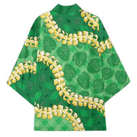 Green Palaka Hawaii Mele Kalikimaka Kimono Ohia Lehua Monstera Puakenikeni Lei - Polynesian Pride