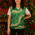 Green Palaka Hawaii Mele Kalikimaka Christmas Knitted V-Neck Vest Ohia Lehua Monstera Puakenikeni Lei - Polynesian Pride