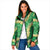 Green Palaka Hawaii Mele Kalikimaka Padded Jacket Ohia Lehua Monstera Puakenikeni Lei - Polynesian Pride