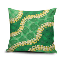 Green Palaka Hawaii Mele Kalikimaka Pillow Cover Ohia Lehua Monstera Puakenikeni Lei - Polynesian Pride