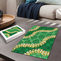 Green Palaka Hawaii Mele Kalikimaka Puzzle Ohia Lehua Monstera Puakenikeni Lei - Polynesian Pride