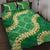Green Palaka Hawaii Mele Kalikimaka Quilt Bed Set Ohia Lehua Monstera Puakenikeni Lei - Polynesian Pride