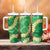 Green Palaka Hawaii Mele Kalikimaka Tumbler With Handle Ohia Lehua Monstera Puakenikeni Lei - Polynesian Pride