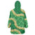 Green Palaka Hawaii Mele Kalikimaka Wearable Blanket Hoodie Ohia Lehua Monstera Puakenikeni Lei - Polynesian Pride