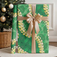 Green Palaka Hawaii Mele Kalikimaka Wrapping Paper Ohia Lehua Monstera Puakenikeni Lei - Polynesian Pride