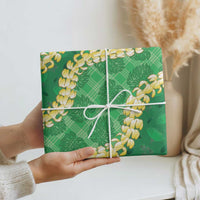 Green Palaka Hawaii Mele Kalikimaka Wrapping Paper Ohia Lehua Monstera Puakenikeni Lei - Polynesian Pride