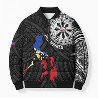 Philippines Strong Bomber Puffer Jacket Filipino Map Polynesian Tattoo - Polynesian Pride